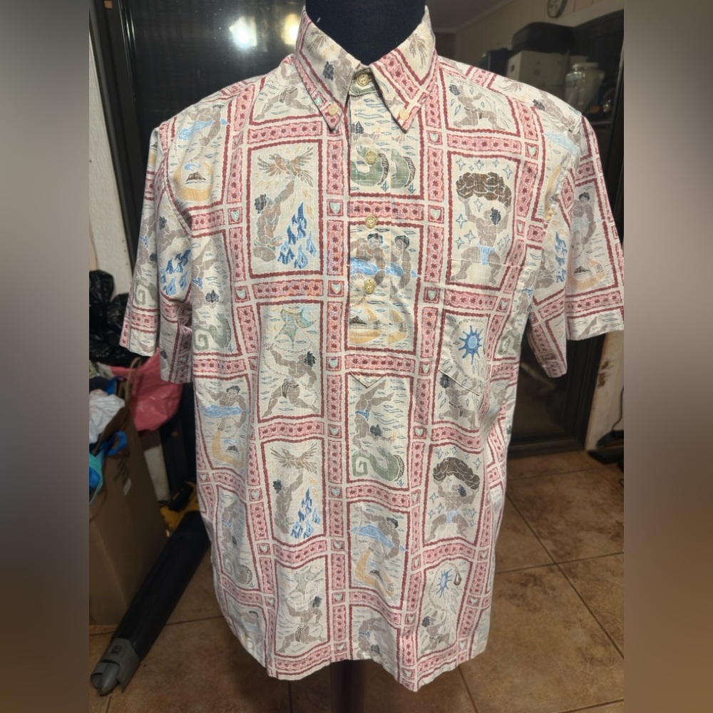 PreOwned Reyn Spooner Dietrich Vares  Hawaiian Print Multicolored Men's M